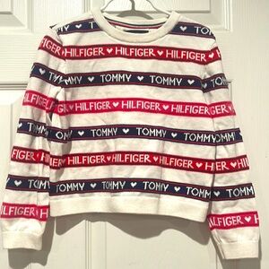 Tommy Hilfiger Girls Blue and Red Stripes Sweater Size S 6-7
